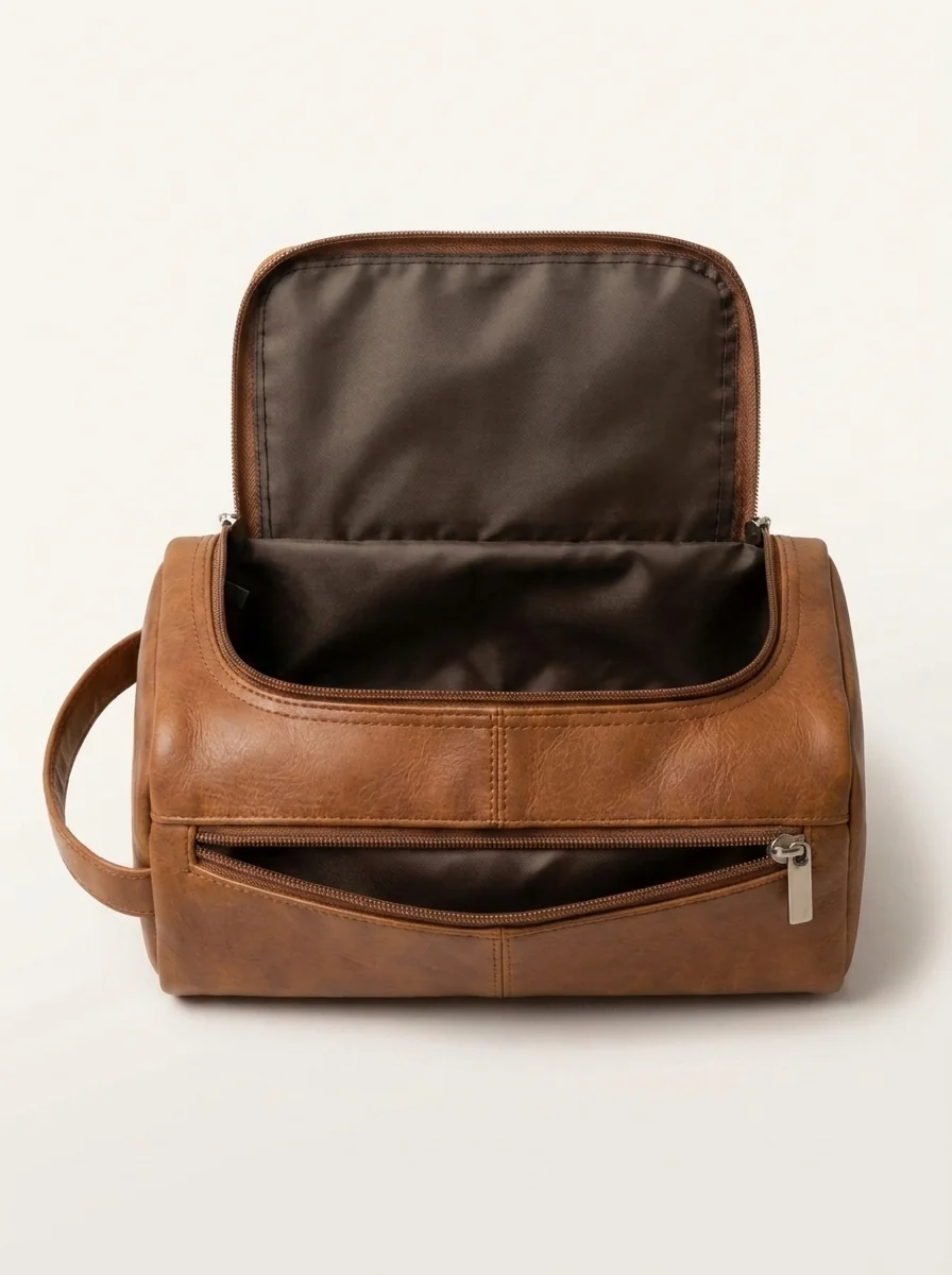 MORAES Toiletry Bag — open, alternate angle