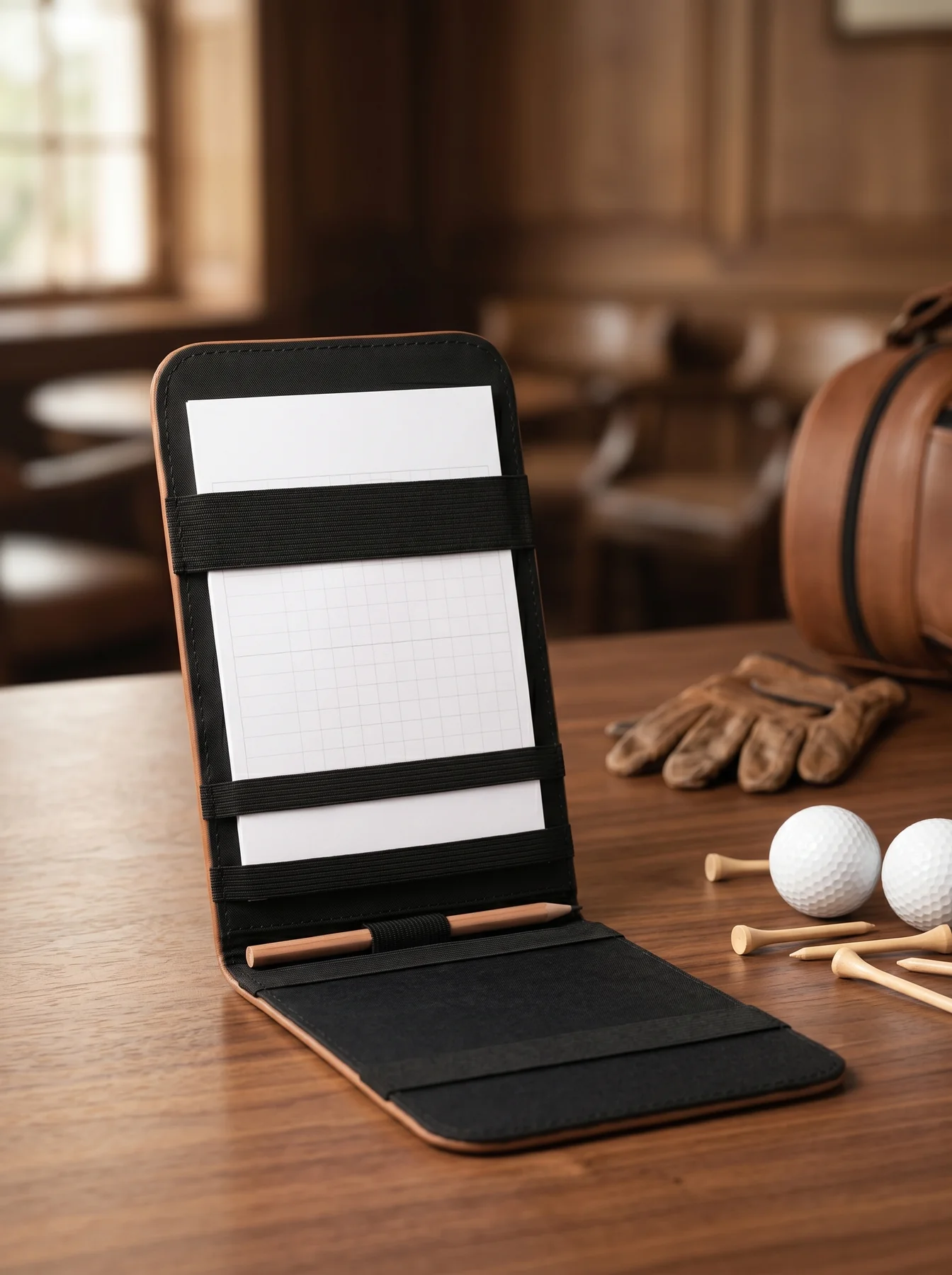 MORAES Leather Scorecard Holder — lifestyle view
