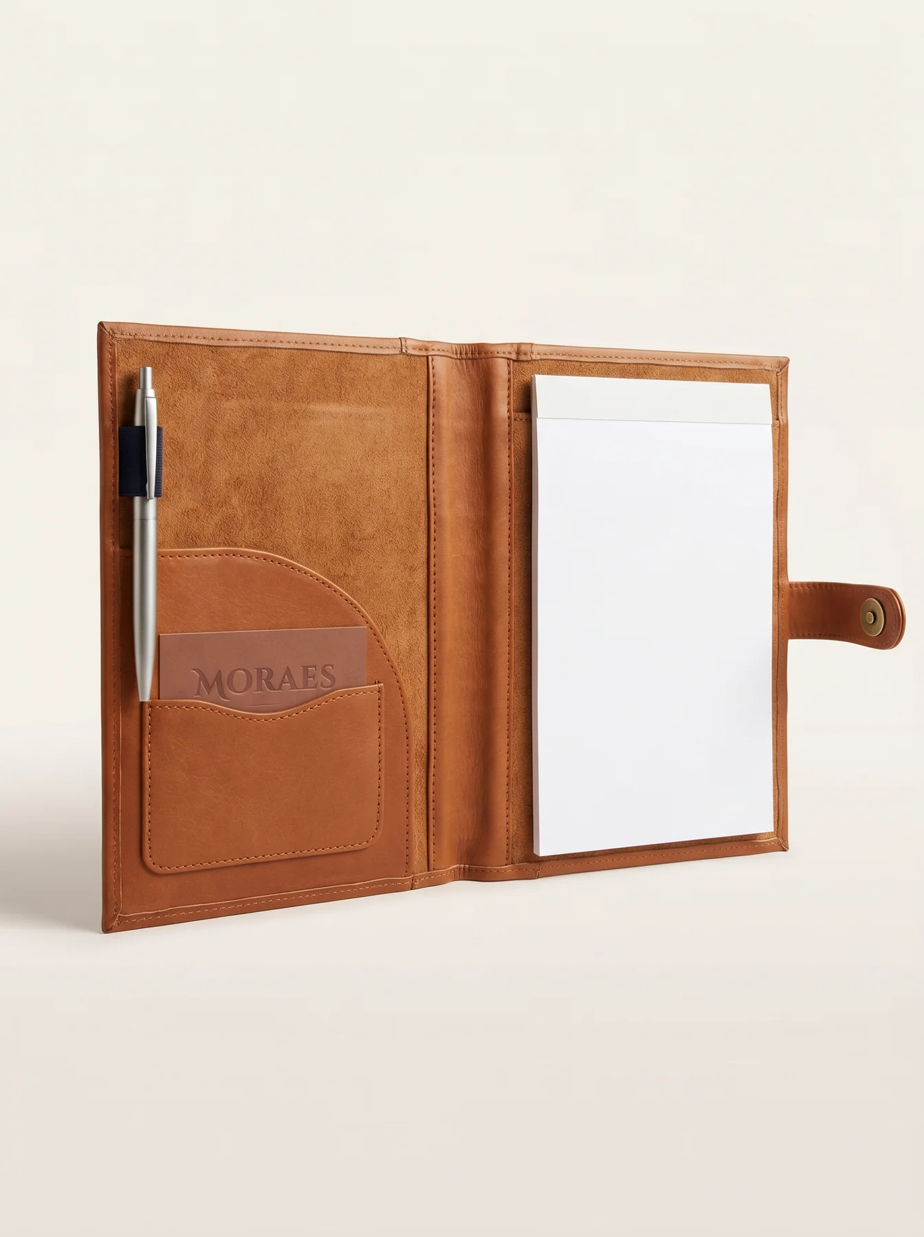 MORAES Leather Notebook Cover — stitching detail