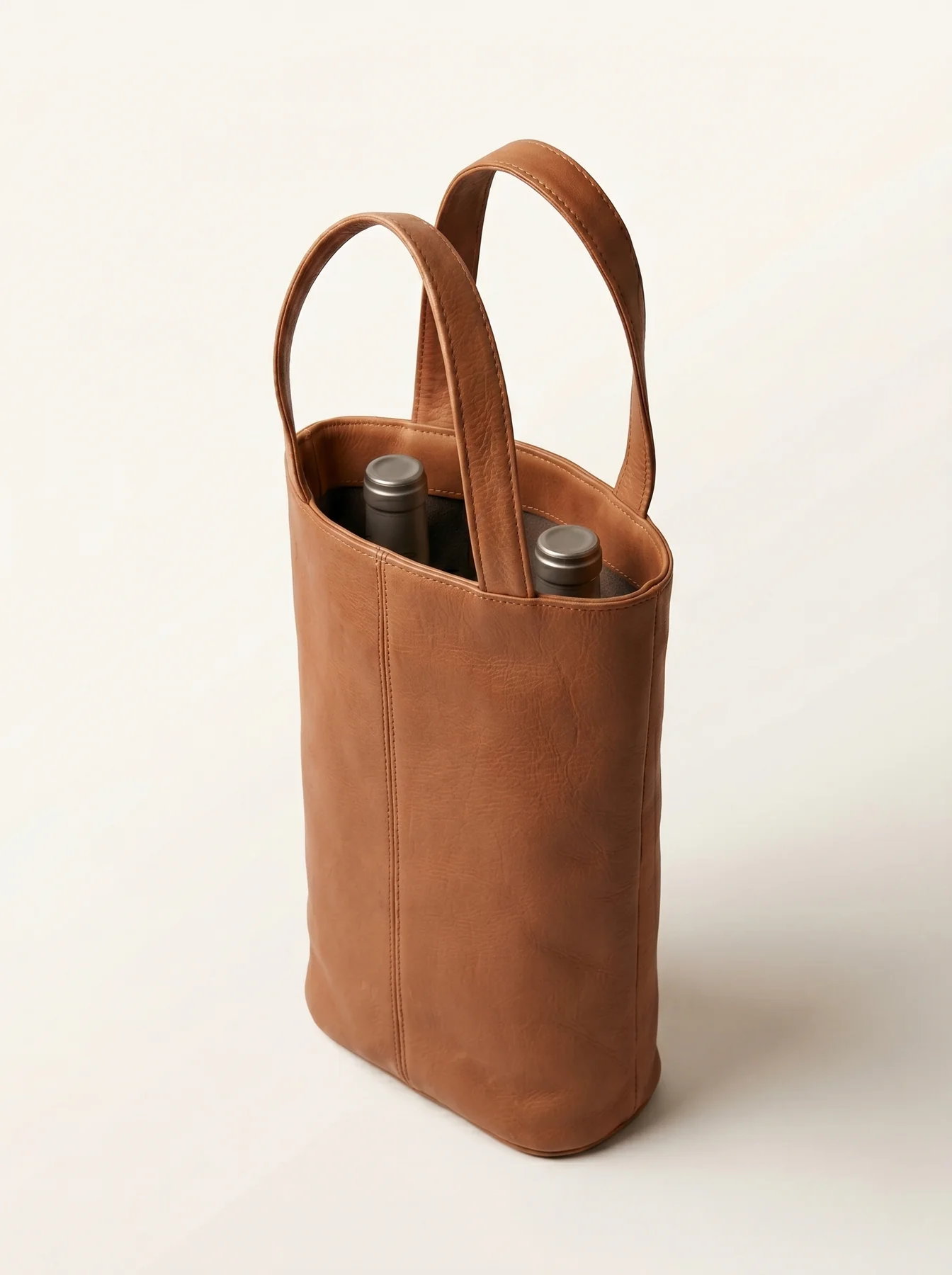 MORAES Leather Magnum Wine Carrier — alternate angle in use